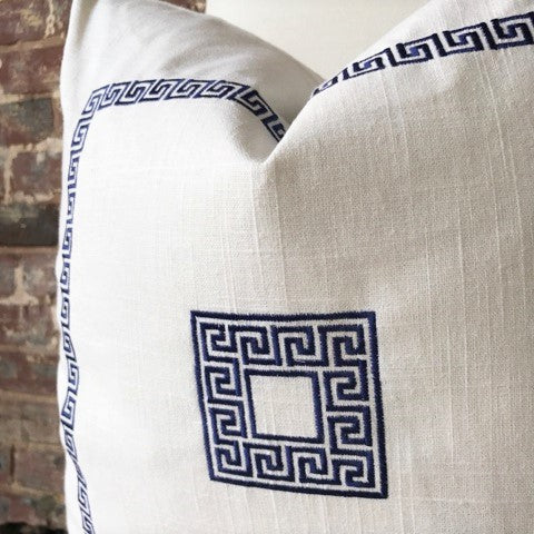 Navy greek sales key pillow
