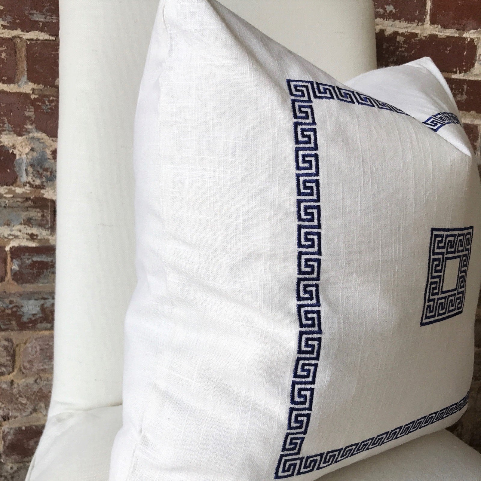Greek key trim pillow new arrivals
