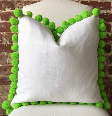 Green Pom Pom Pillow – Martha and Ash - Main Image