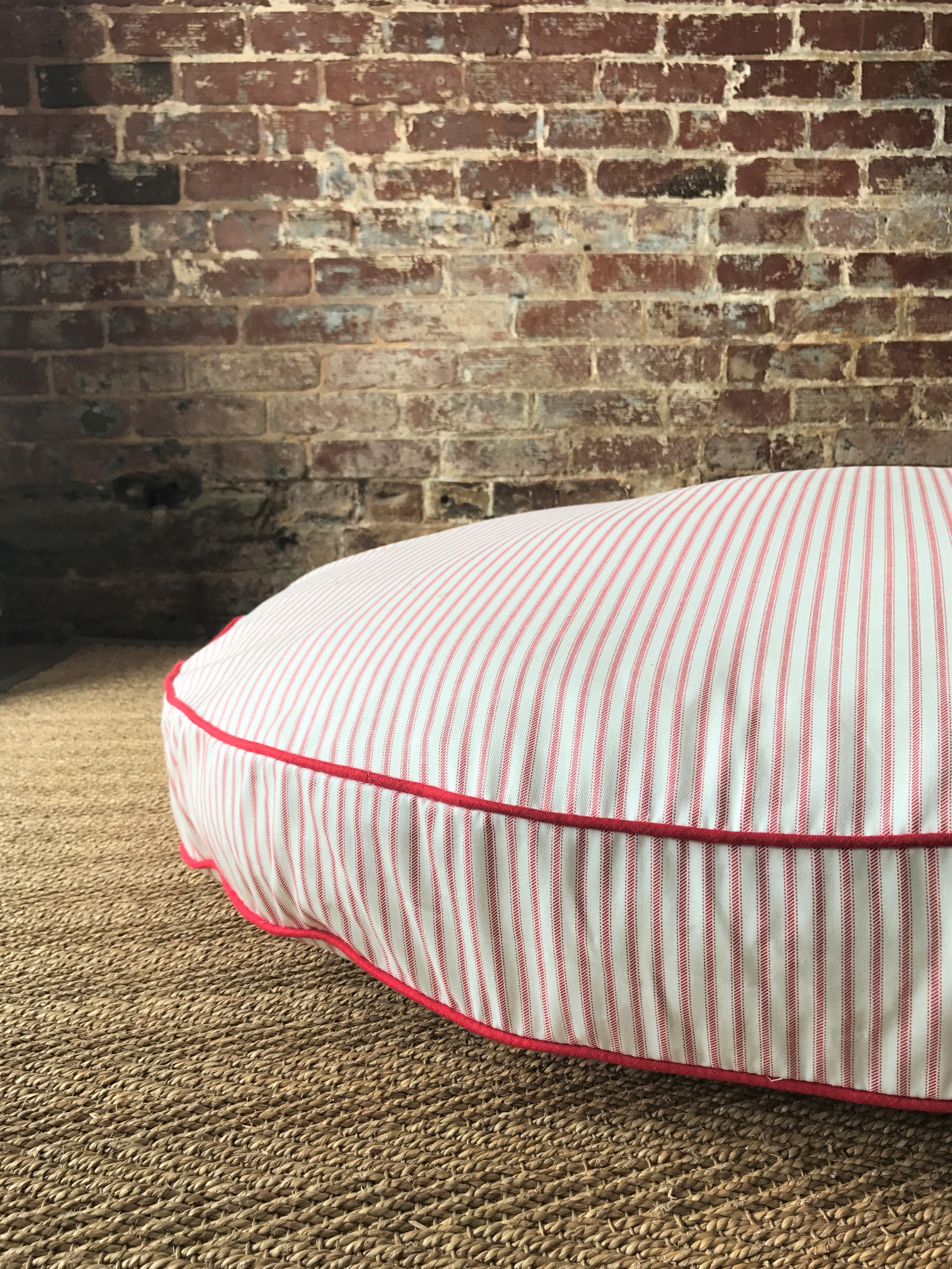 Navy Ticking Stripe Dog Bed